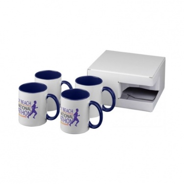 Logo trade promotional gift photo of: Ceramic sublimation mug 4-pieces gift set, blue