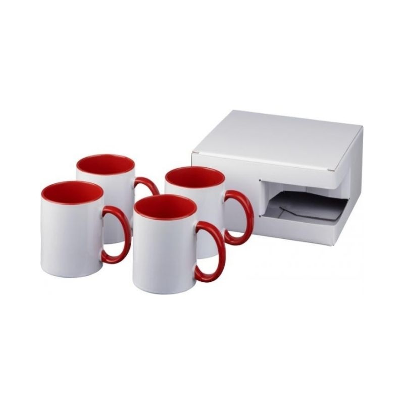 Logo trade promotional product photo of: Ceramic sublimation mug 4-pieces gift set, red