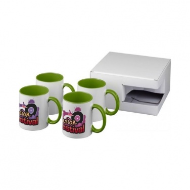 Logotrade corporate gift picture of: Ceramic sublimation mug 4-pieces gift set, lime green