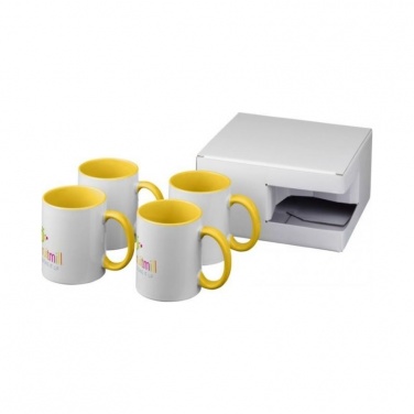 Logo trade advertising products image of: Ceramic sublimation mug 4-pieces gift set, yellow