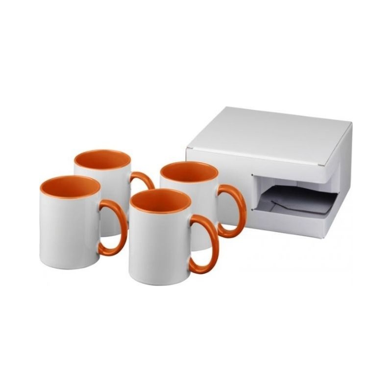Logotrade promotional giveaway image of: Ceramic sublimation mug 4-pieces gift set, orange