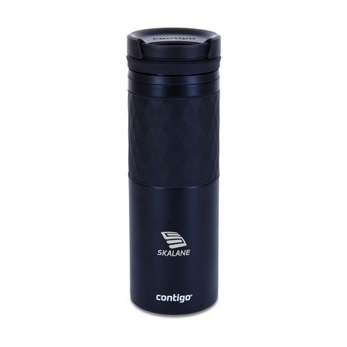 Promotional thermo mug - Thermo cup Contigo® Glaze Twistseal Mug 470 ml, black.Double-walled Contigo® thermal mug black color with stainless steel exterior and ceramic interior. Keeps drinks warm for 5 hours and cold for up to 12 hours. Equipped with TWIS