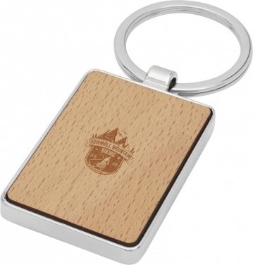 Logo trade promotional gift photo of: Mauro beech wood rectangular keychain