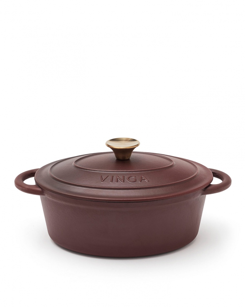 Logo trade promotional giveaways picture of: Monte cast iron pot, oval, 3.5 L, burgundy