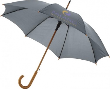 Logo trade promotional merchandise image of: Kyle 23" auto open umbrella wooden shaft and handle, grey