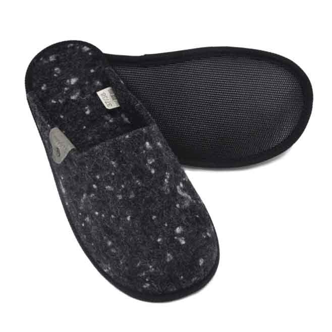 Logo trade advertising products image of: Natural felt variegated slippers, black