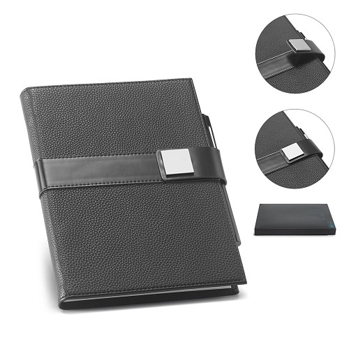 Logo trade corporate gift photo of: A5 EMPIRE Notebook. Notepad, Black/White