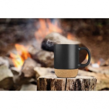 Logotrade promotional item picture of: Ceramic Mug 350 ml with Cork Ground, black