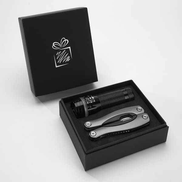 Logotrade business gifts photo of: Gift set Colorado II - torch & large multitool, grey
