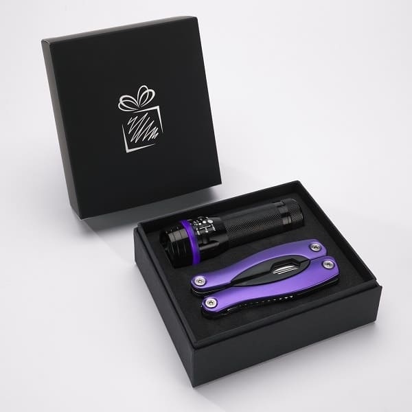 Logotrade advertising products photo of: Gift set Colorado II - torch & large multitool, purple