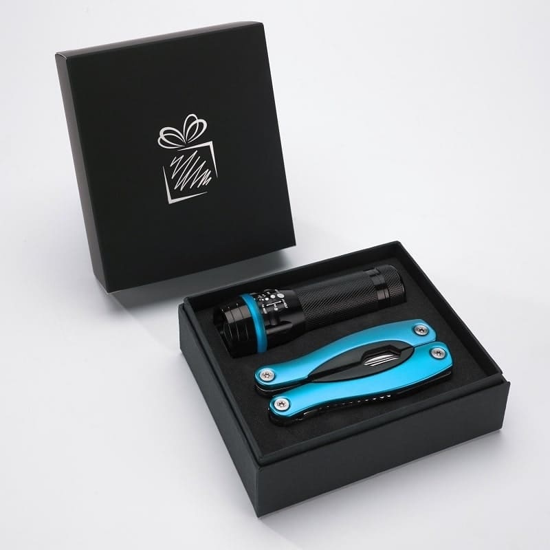 Logotrade promotional item image of: Gift set Colorado II - torch & large multitool, turquoise