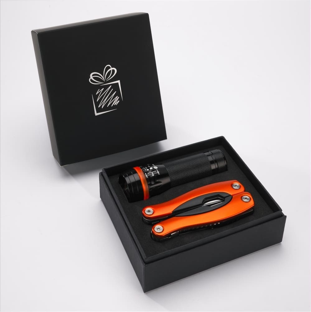 Logotrade promotional item image of: Gift set Colorado II - torch & large multitool, orange