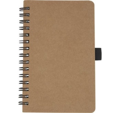 Logo trade promotional item photo of: Cobble A6 wire-o recycled cardboard notebook, beige