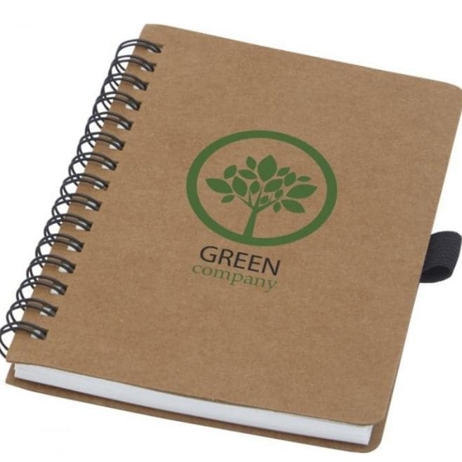 Logotrade promotional giveaway picture of: Cobble A6 wire-o recycled cardboard notebook, beige