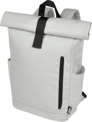 Logotrade corporate gift picture of: Cool Byron 15.6" GRS RPET roll-top backpack 18L - Light grey