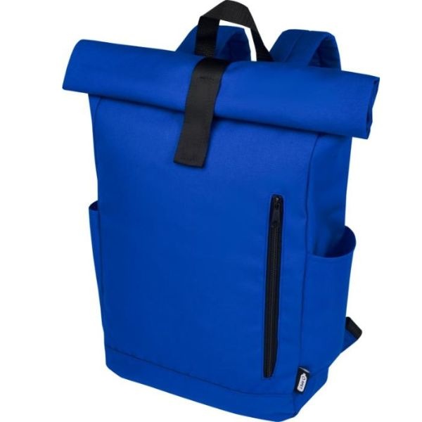 Logo trade promotional merchandise image of: Cool Byron 15.6" roll-top backpack 18L, blue
