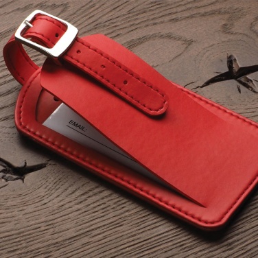 Logotrade promotional item image of: Vegan leather gift set, luggage tag and key chain, red