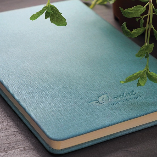 Logo trade promotional giveaway photo of: Vanilla-scented A5 notebook, green