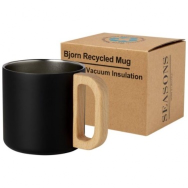 Logo trade advertising products picture of: Bjorn 360 ml RCS certified recycled stainless steel mug, black