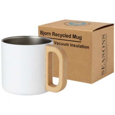Logotrade promotional gift image of: Bjorn 360 ml RCS certified recycled stainless steel mug, white