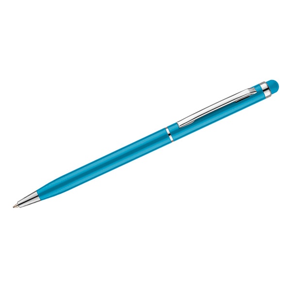 Logo trade promotional gifts image of: Touch pen Tin, light blue