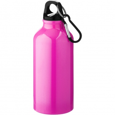 Logo trade promotional items image of: Oregon 400 ml aluminium water bottle with carabiner