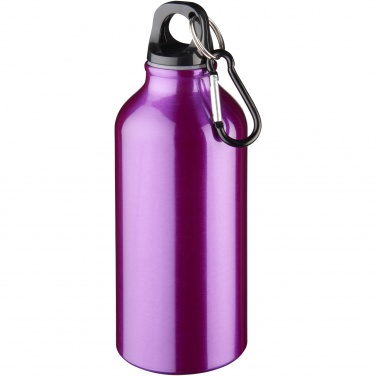 Logo trade promotional items picture of: Oregon 400 ml aluminium water bottle with carabiner