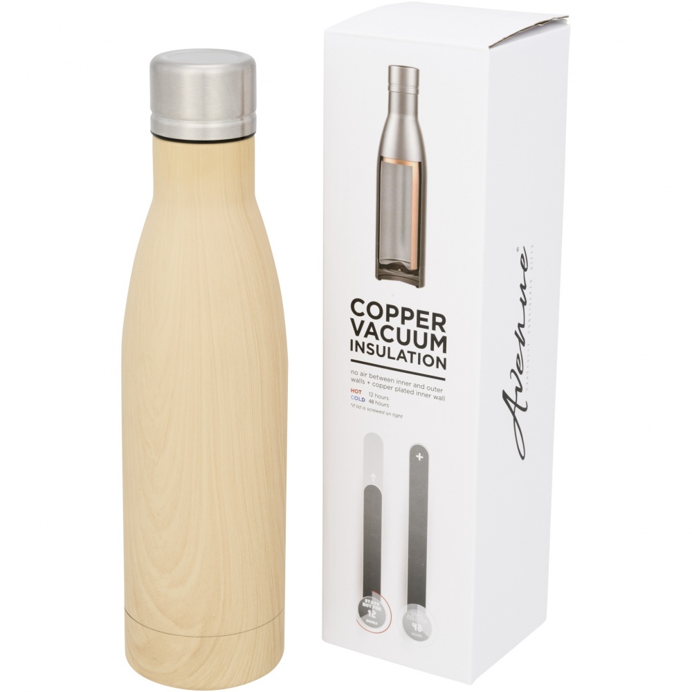 Logotrade promotional gift image of: Vasa 500 ml wood-look copper vacuum insulated bottle