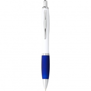 Logotrade promotional item picture of: Nash ballpoint pen with white barrel and coloured grip