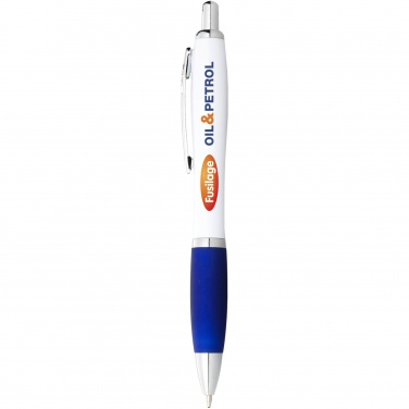 Logo trade corporate gifts image of: Nash ballpoint pen with white barrel and coloured grip