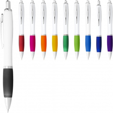 Logotrade business gift image of: Nash ballpoint pen with white barrel and coloured grip