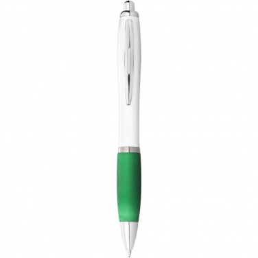 Logo trade advertising products image of: Nash ballpoint pen with white barrel and coloured grip