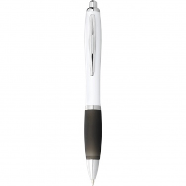 Logo trade promotional merchandise picture of: Nash ballpoint pen with white barrel and coloured grip