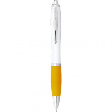 Logotrade promotional product picture of: Nash ballpoint pen with white barrel and coloured grip