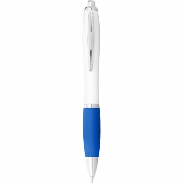 Logotrade corporate gift image of: Nash ballpoint pen with white barrel and coloured grip