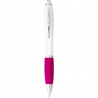 Logotrade promotional products photo of: Nash ballpoint pen with white barrel and coloured grip