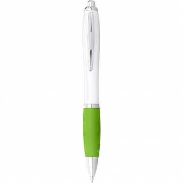 Logotrade promotional item image of: Nash ballpoint pen with white barrel and coloured grip