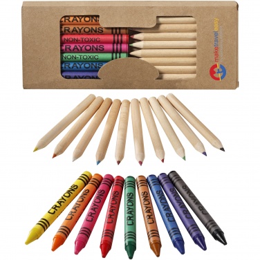 Logo trade promotional gifts image of: Lucky 19-piece coloured pencil and crayon set