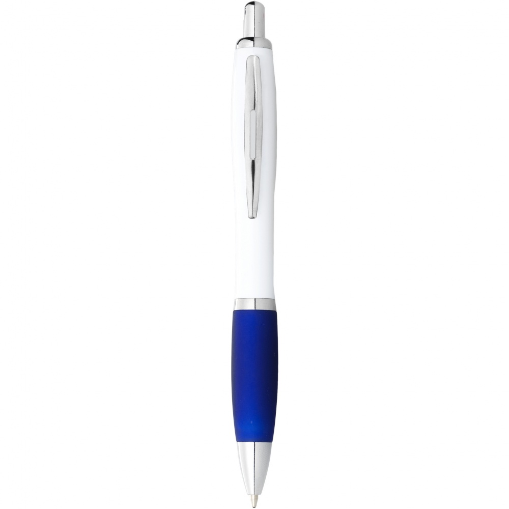 Logotrade promotional item image of: Nash ballpoint pen white barrel and coloured grip