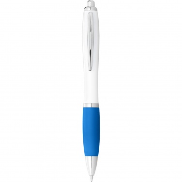 Logo trade promotional giveaways picture of: Nash ballpoint pen white barrel and coloured grip