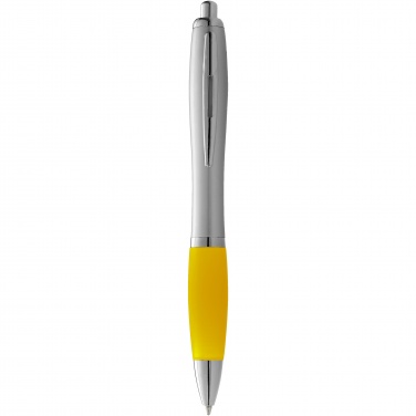 Logo trade promotional merchandise image of: Nash ballpoint pen silver barrel and coloured grip