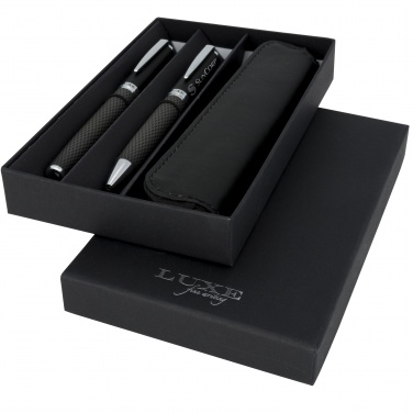 Logo trade promotional items picture of: Carbon duo pen gift set with pouch