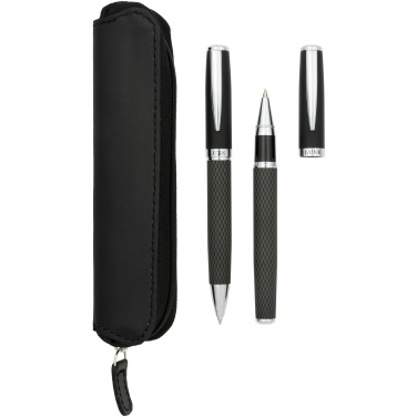 Logotrade promotional merchandise picture of: Carbon duo pen gift set with pouch