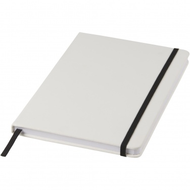 Logo trade promotional merchandise picture of: Spectrum A5 white notebook with coloured strap