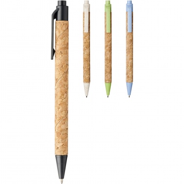 Logo trade promotional items image of: Midar cork and wheat straw ballpoint pen