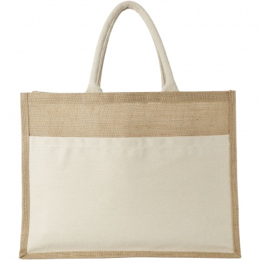 Logo trade promotional giveaways image of: Mumbay cotton pocket jute tote bag 18L