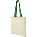 Nevada 100 g/m² cotton tote bag coloured handles 7L, Natural / Bright green