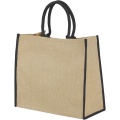 Harry coloured edge jute tote bag 25L, Natural / Solid black