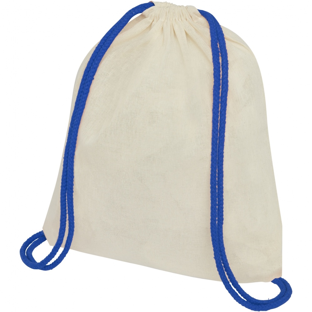 Logo trade promotional merchandise picture of: Oregon 100 g/m² cotton drawstring bag with coloured cords 5L