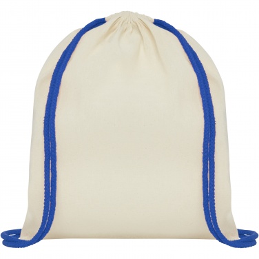 Logo trade promotional giveaway photo of: Oregon 100 g/m² cotton drawstring bag with coloured cords 5L